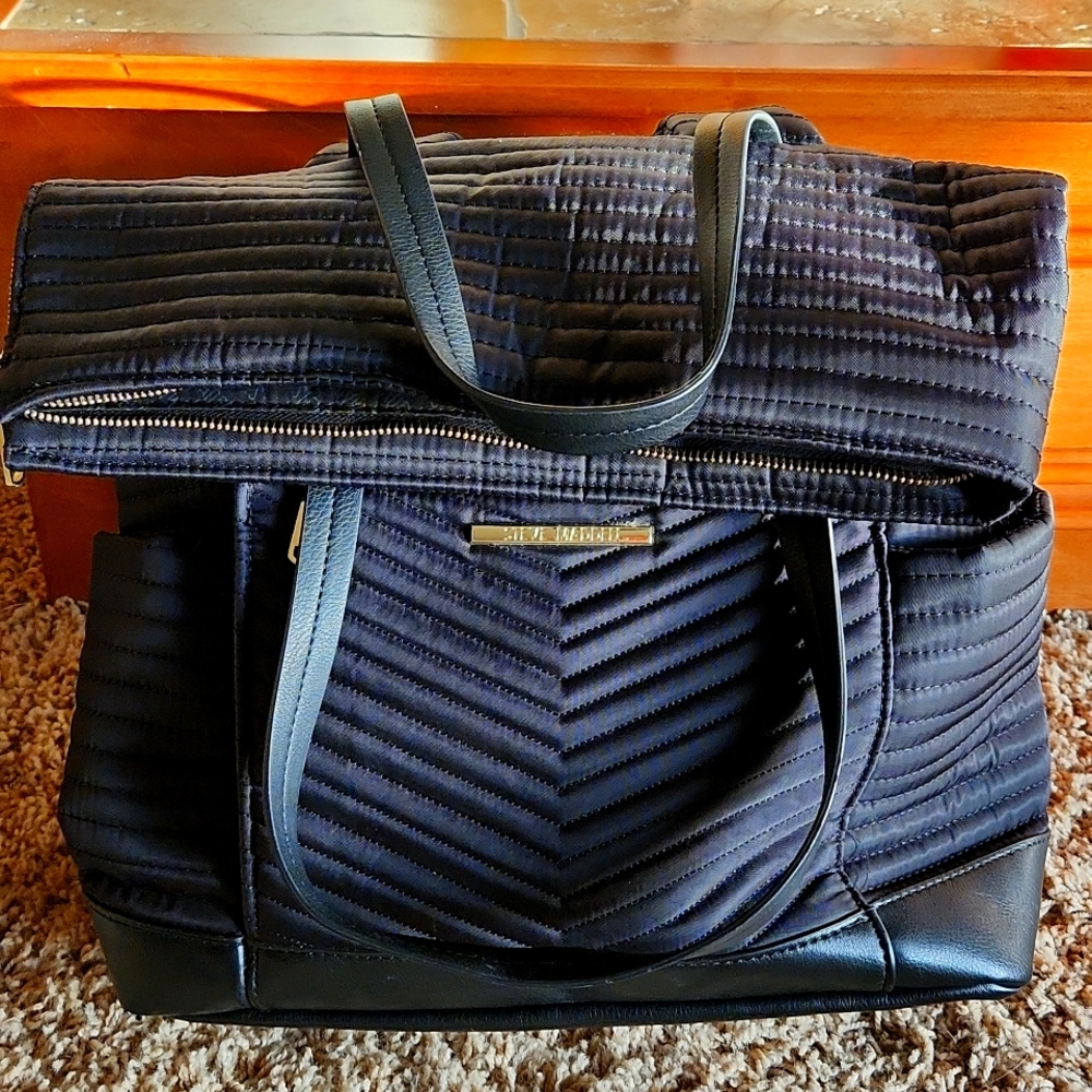 Steve Madden black extra large shoulder bag plus backpack